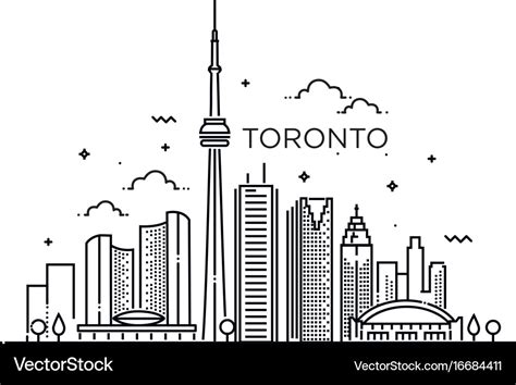 Linear banner of toronto line art Royalty Free Vector Image