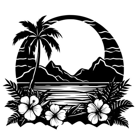 Instant Download Tropical Mountain Sunset SVG File for Cricut, Silhouette, Laser Machines