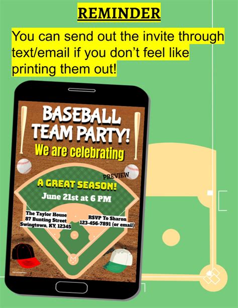 Baseball Team Party Invitations Three Personalized Editable Templates ...