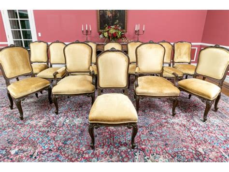 An Assembled Set Of 12 Carved French Style Dining Room Chairs #259424 | Black Rock Galleries