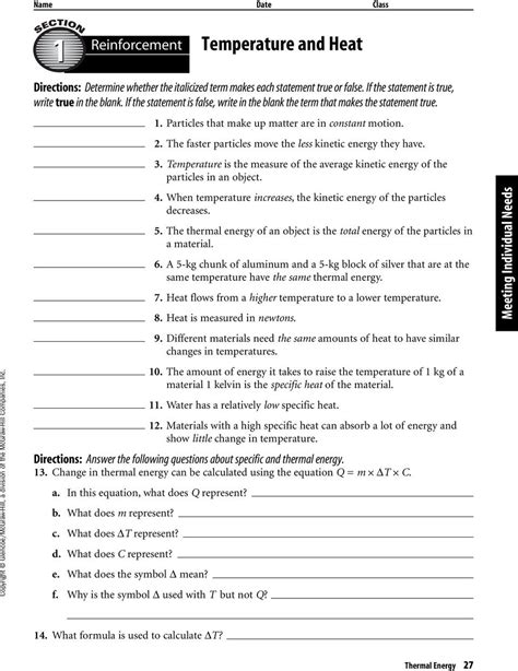 Thermal Energy Temperature And Heat Worksheet — db-excel.com