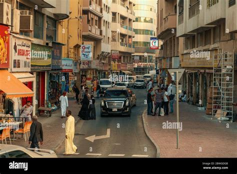 DUBAI, February 2020 : Deira streets with local people, new and old ...