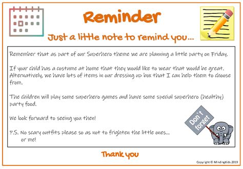 Printable Reminder Notes Template