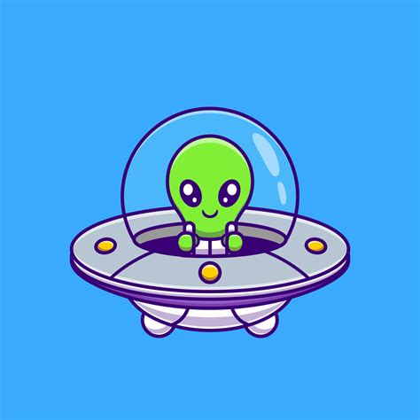 Cute Alien Flying With Spaceship Ufo Cartoon Vector Icon Illustration. Science Technology Icon ...