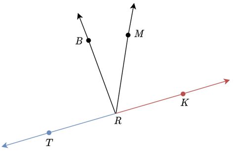 Identify a pair of opposite rays in the diagram. | Quizlet