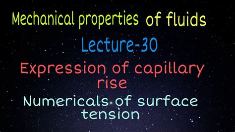 Capillary rise equation and Examples - YouTube