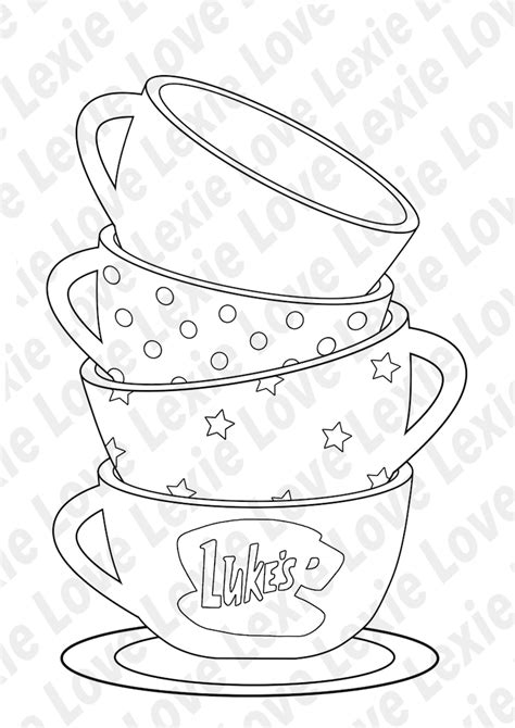 Coffee Mugs Gilmore Girls Inspired Colouring Pages (Instant Download) - Etsy