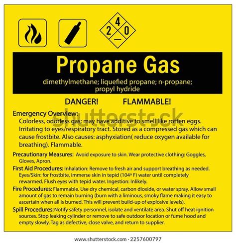 Propane Warning Chemical Sign Labels Stock Vector (Royalty Free) 2257600797 | Shutterstock