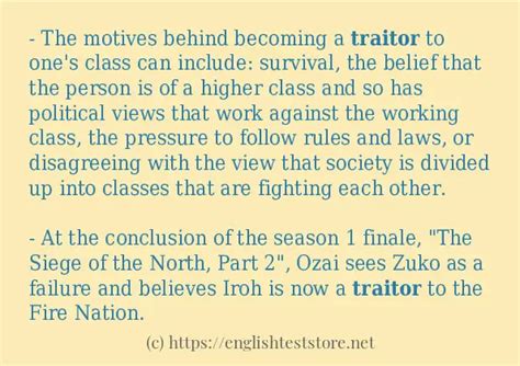 Some in-sentence examples of "traitor" - EnglishTestStore Blog