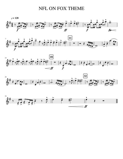 NFL ON FOX THEME Sheet music for Alto Saxophone | Download free in PDF or MIDI | Musescore.com