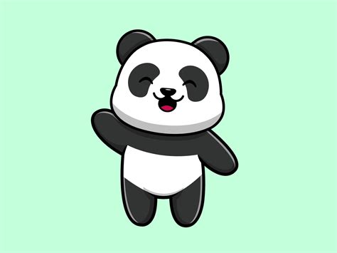 Cute Panda Waving Hand by Moksha Design Labs on Dribbble