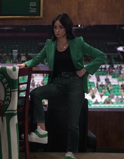 White Lace-Up Sneakers with Green Accents Worn by Abigail Spencer as ...