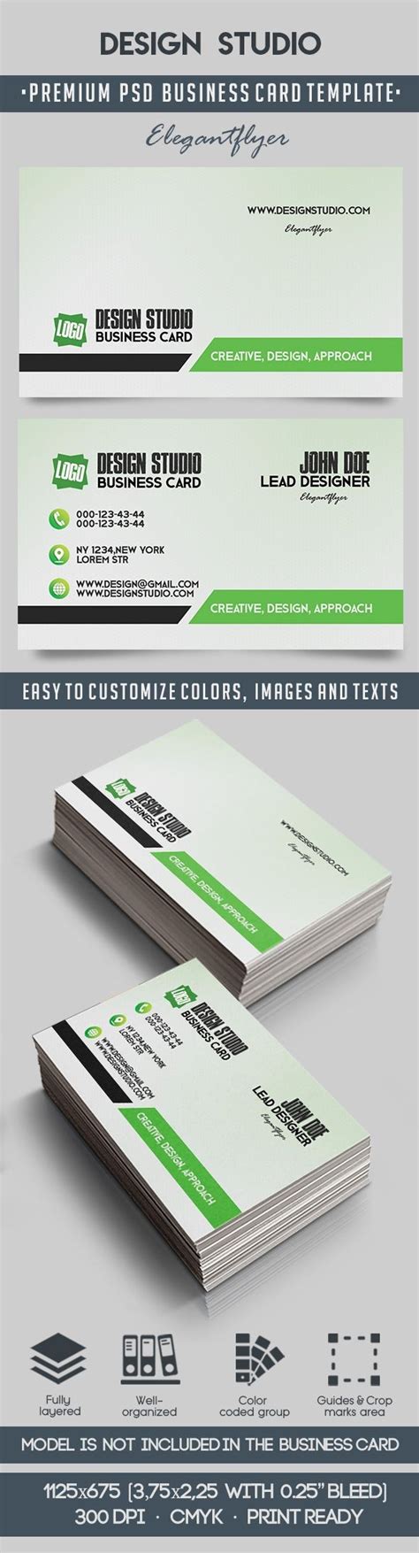 Green Minimalist Design Studio Premium Business Card Template PSD | by ...