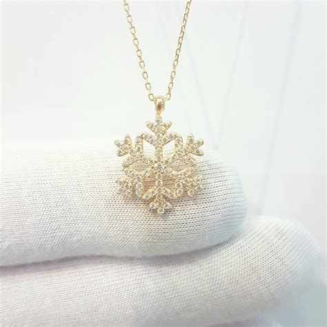 14K Real Solid Gold Snowflake Necklace for Women | Gifts for Her