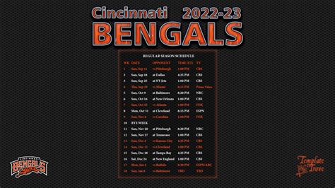 Lester Reed: Cincinnati Bengals Printable Schedule 2022-23