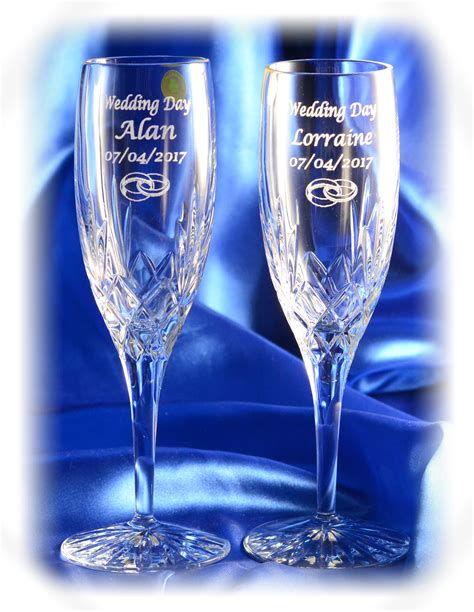 Engraved Wedding Champagne Flutes – Crystal Script