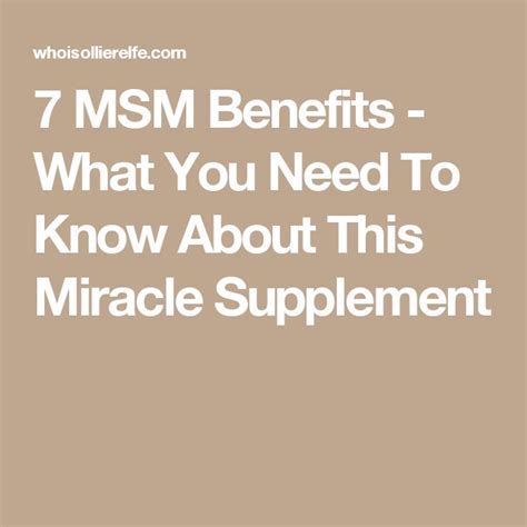 7 MSM Benefits - What You Need To Know About This Miracle Supplement | How to increase energy ...