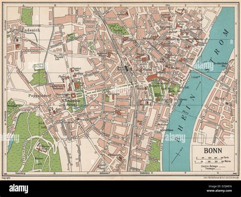 BONN. Vintage town city map plan. Germany, 1933 Stock Photo - Alamy