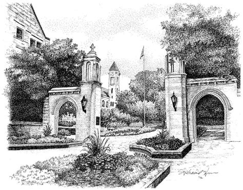 Sample Gates, Indiana University, Bloomington Drawing by Stephanie ...