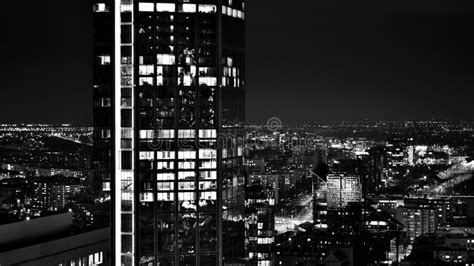 View of at Night Glass Buildings and Modern Business Skyscrapers ...