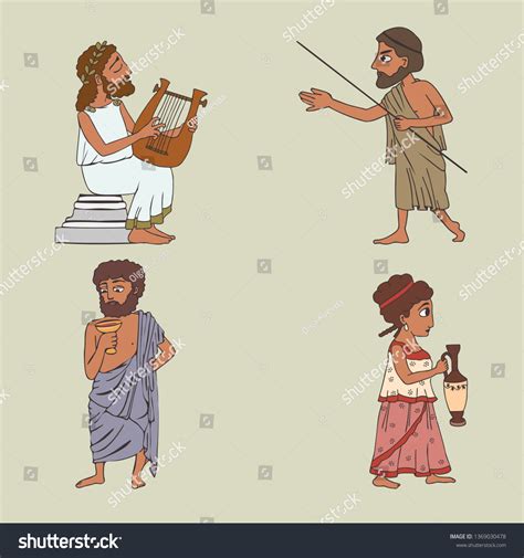 Ancient Greek People Set Four Vector Stock Vector (Royalty Free ...