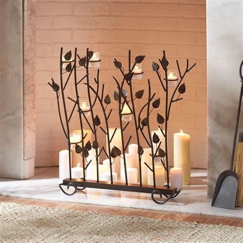 Fireplace Screens with Candle Holders | Candles in fireplace, Fireplace screen, Fireplace ...