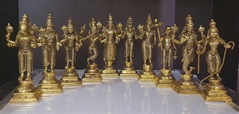 Buy Dhanvantri Brass Brass Dashavatara Dasavatharam of Lord Vishnu ...