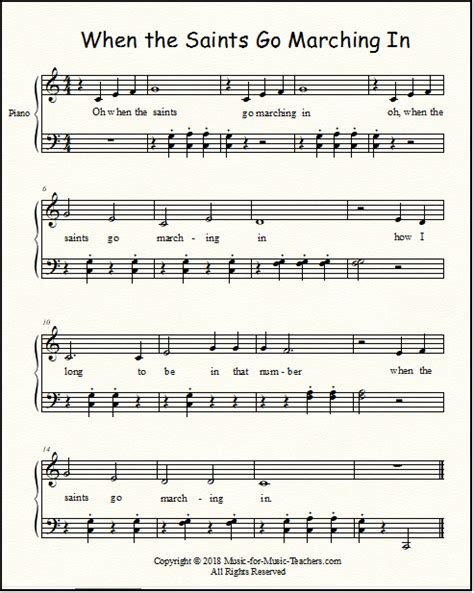 When the Saints Go Marching In Sheet Music