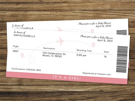 Boarding pass baby shower invitation printable for baby girl | Etsy