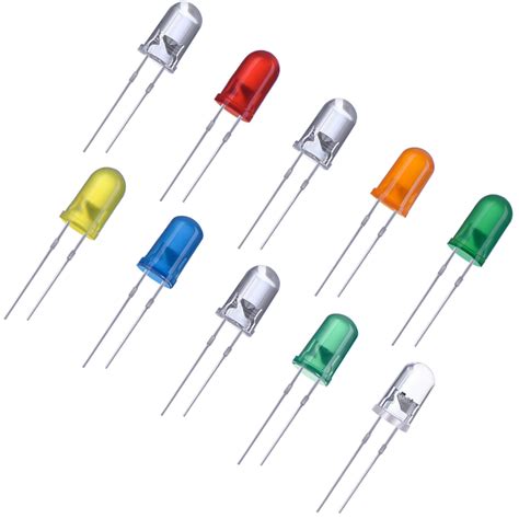 100 Pieces Clear LED Light Emitting Diodes LED Lamp Assorted Kit 10 Colors 5 mm: Amazon.co.uk ...