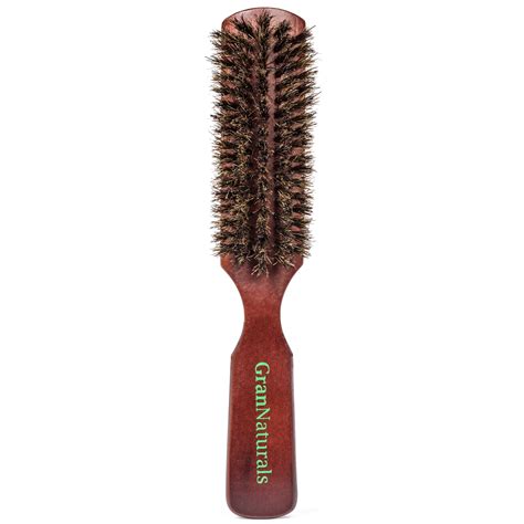 GranNaturals Mens Boar Bristle Hair Brush - 100% Natural Brown Wooden