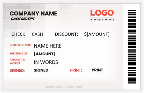 cash receipt template with company logo