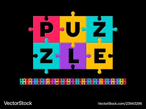 Puzzle font Royalty Free Vector Image - VectorStock