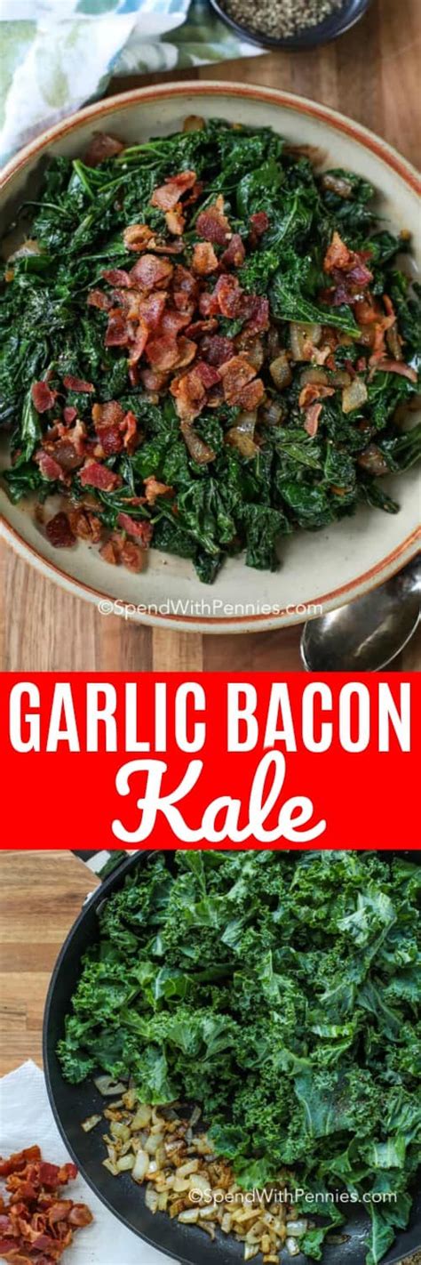 Garlic Bacon Kale Recipe (How to Cook Kale) - Spend With Pennies