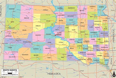 Detailed Political Map of South Dakota - Ezilon Maps