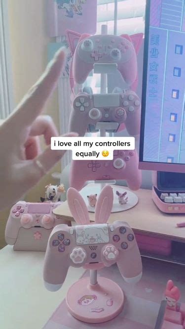 pink adorable cute cat paw ps4 controllers kawaii aesthetic room gamer ...