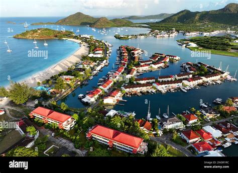 Jolly Harbour, Antigua, aerial photo Stock Photo - Alamy