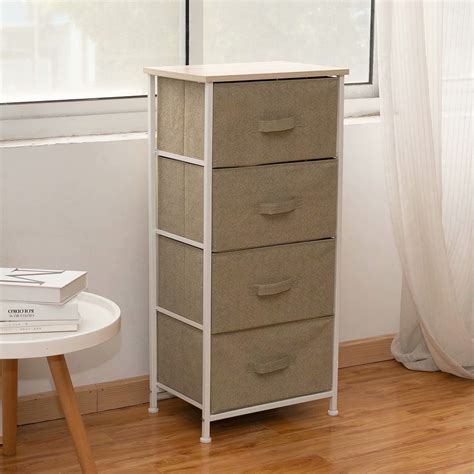 Kinbor 4-Tier Drawer Fabric Cabinet Cloth Storage Organizer Free Standing Tower Beige - Walmart ...