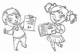 Niños Y Niñas Que Muestran Resultados De Prueba Perfectos Un Estudiante  sketch template