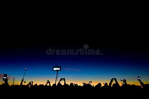 Silhouette of People Holding Cell Phone Stock Photo - Image of tourism ...