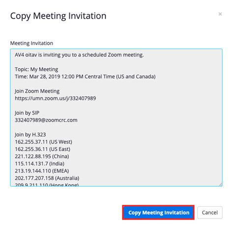 Zoom Meeting Invitation Email Template