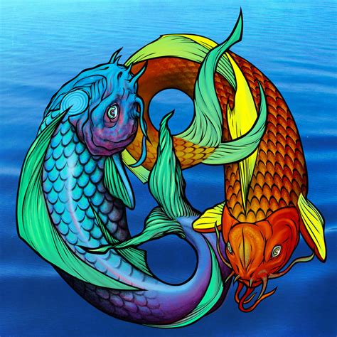 Koi Fish/Pisces/Ying Yang by awolfillustrations on DeviantArt