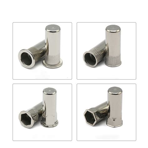 China Flat hex head rivet nut pressure threaded inserts blind rivet nut for hardware ...