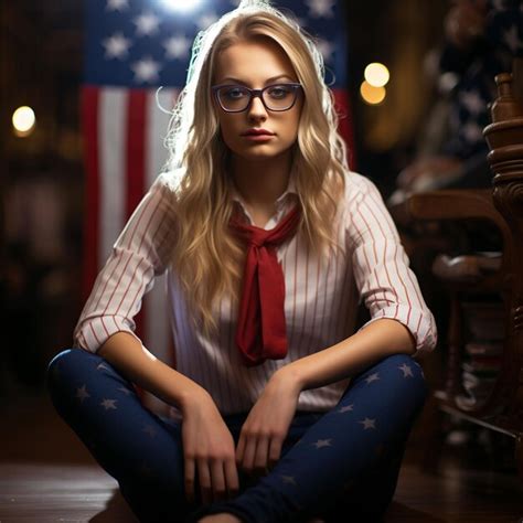 Premium Photo | Beautiful young cheerleader with USA flag