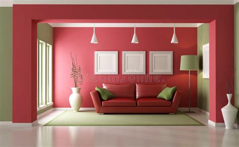 Red and green living room stock illustration. Illustration of floor - 21823173