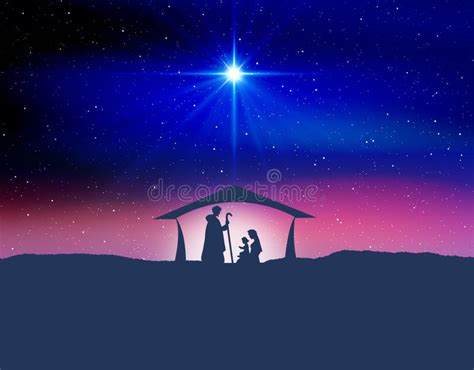 Star of Bethlehem, or the Christmas Star. Silhouettes of Jesus Christ`s Family Stock ...