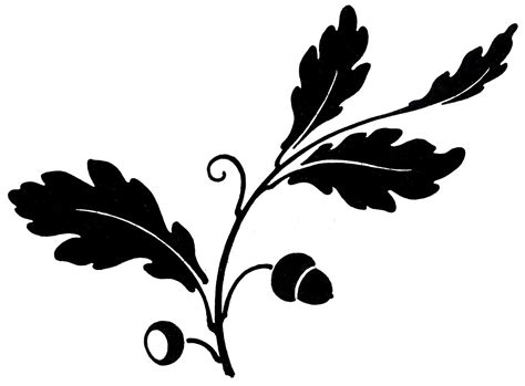 Oak Leaves with Acorns Silhouette Free to use for outlining, stencil or ...