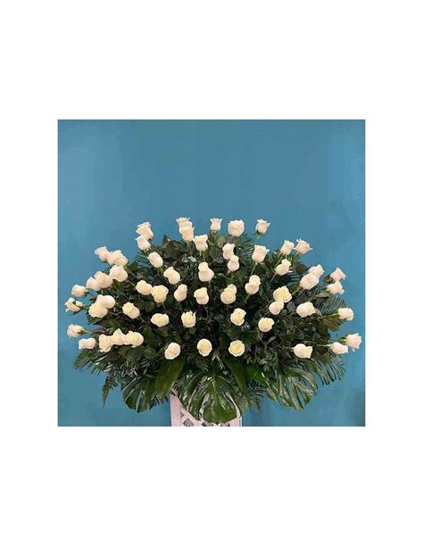 Funeral center 50 white roses | Majorca Florist