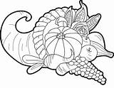 Thanksgiving Coloring Pages Cornucopia sketch template