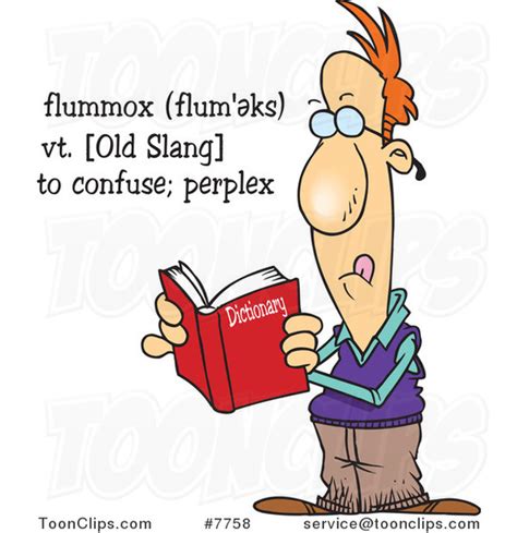 Cartoon Guy Reading the Definition of Flummox in the Dictionary #7758 ...